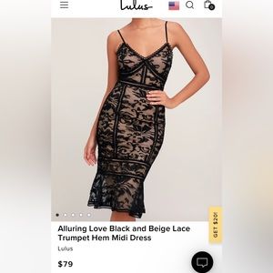 Alluring Love Black and Beige Lace Trumpet Hem Midi Dress